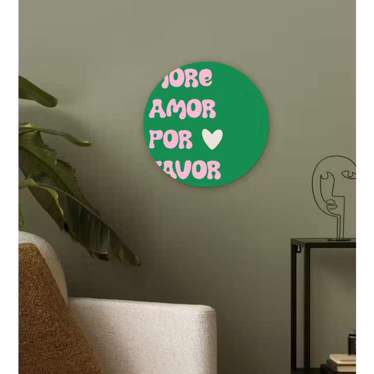 Wandcirkel - Glas - Amor - Valentijn - Groen - Tekst — 3