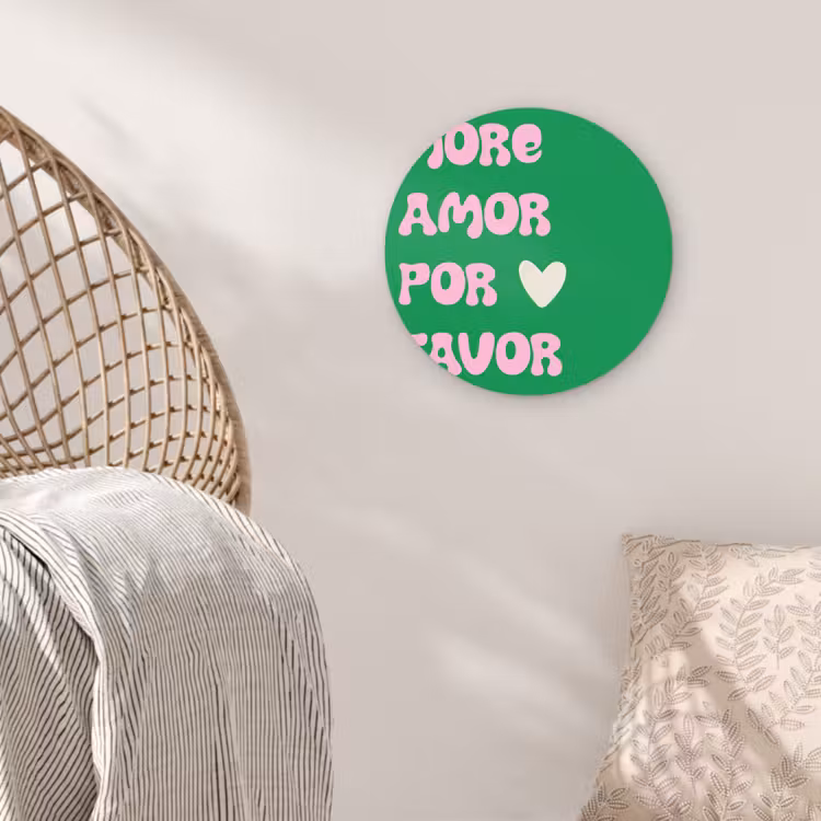 Wandcirkel - Glas - Amor - Valentijn - Groen - Tekst — 5