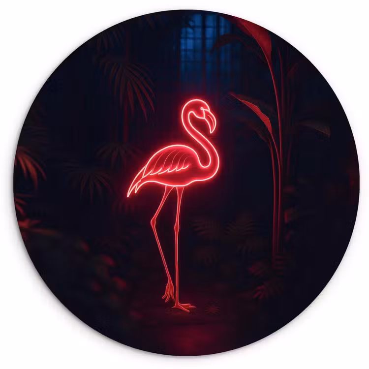 Wandcirkel - Glas - Flamingo - Roze - Neon - Licht — 1