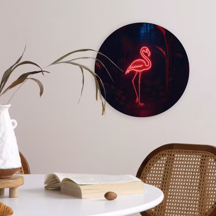 Wandcirkel - Glas - Flamingo - Roze - Neon - Licht — 4