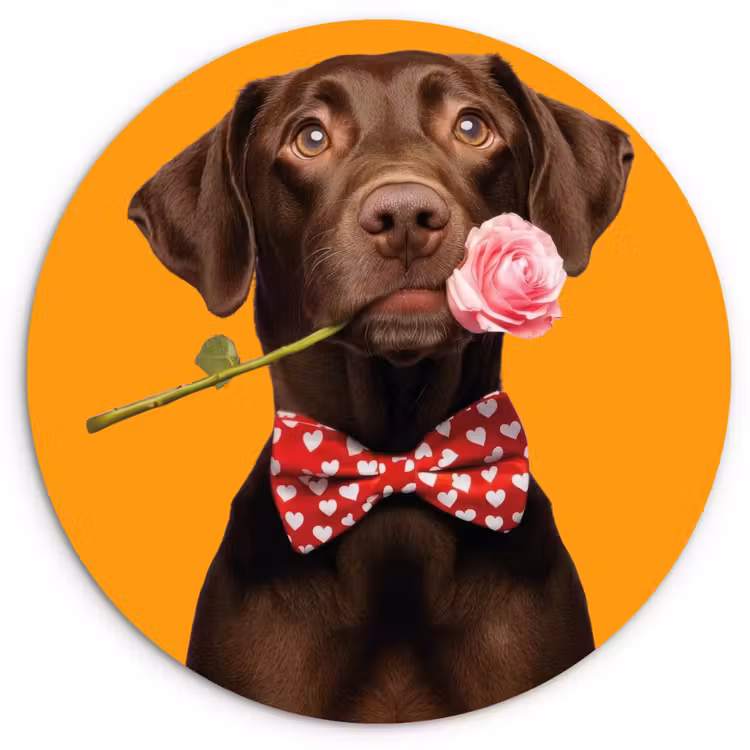 Wandcirkel - Glas - Hond - Oranje - Roos - Valentijn — 1