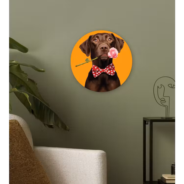 Wandcirkel - Glas - Hond - Oranje - Roos - Valentijn — 3
