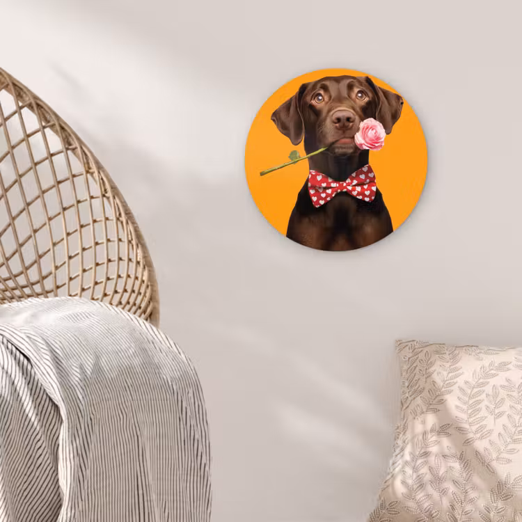 Wandcirkel - Glas - Hond - Oranje - Roos - Valentijn — 5
