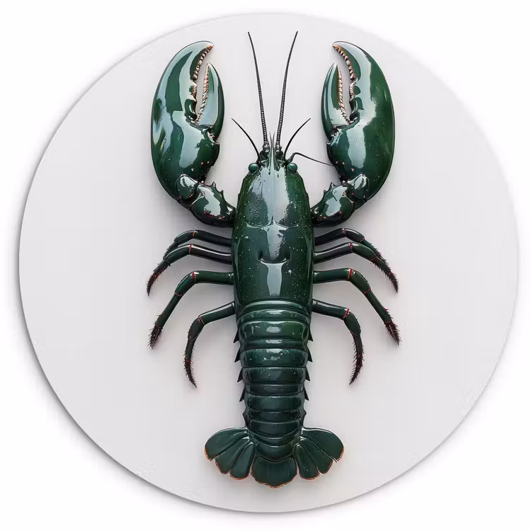 Wandcirkel - Glas - Kreeft - Glossier - Groen - Wit — 1