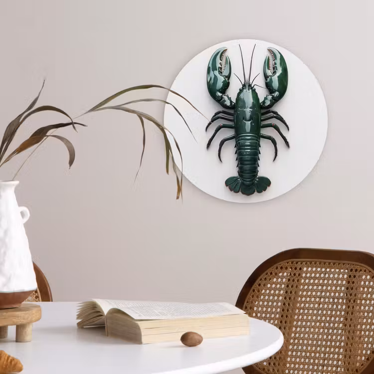 Wandcirkel - Glas - Kreeft - Glossier - Groen - Wit — 4