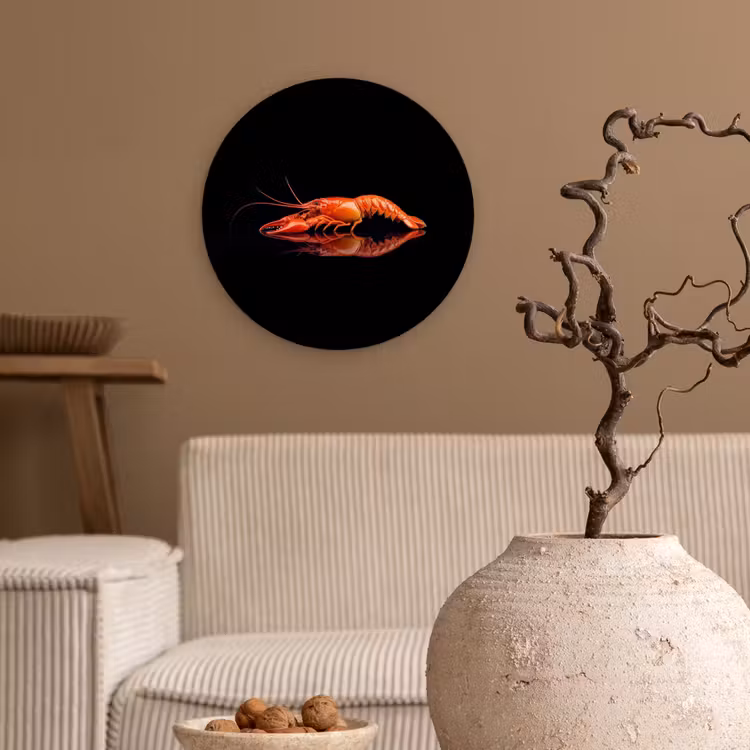 Wandcirkel - Glas - Kreeft - Oranje - Zwart - Opvallend — 2