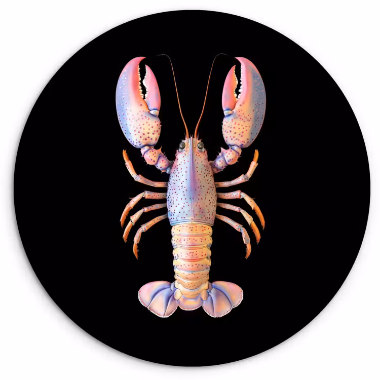 Wandcirkel - Glas - Kreeft - Roze - Zacht - Zwart — 1