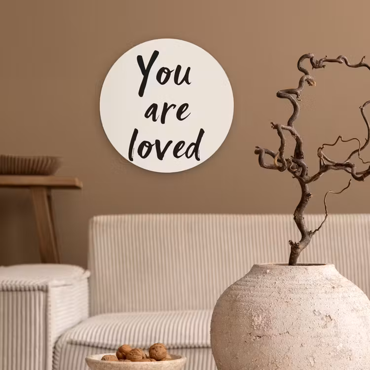 Wandcirkel - Glas - Minimalistisch - Beige - Love — 2