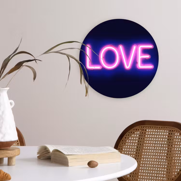 Wandcirkel - Glas - Neon - Love - Valentijn — 4