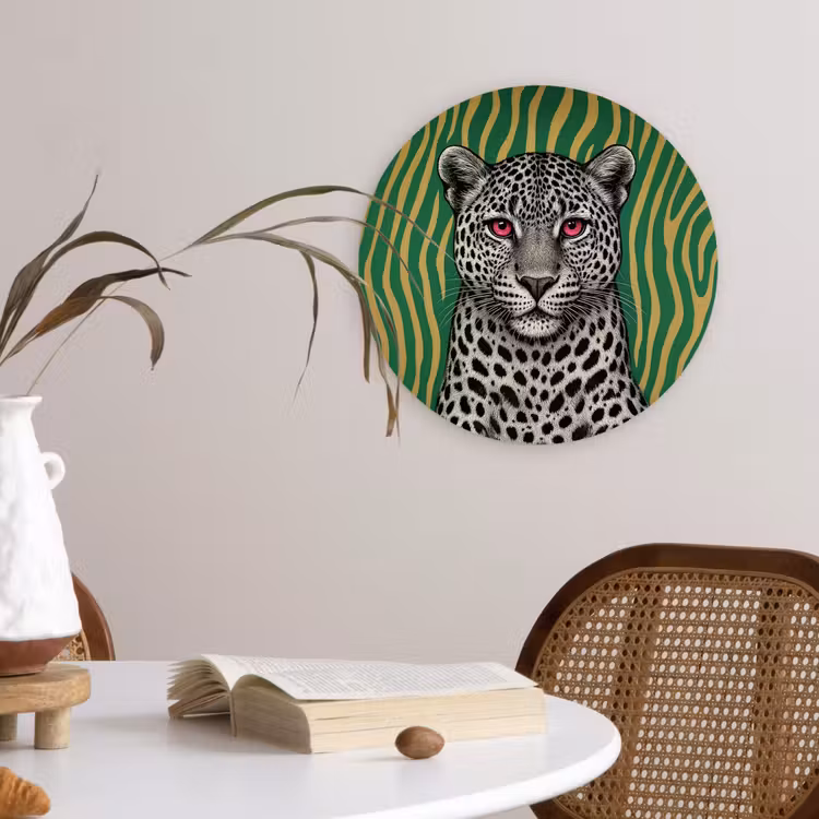 Wandcirkel - Glas - Panter - Zebrapatroon - Groen — 4