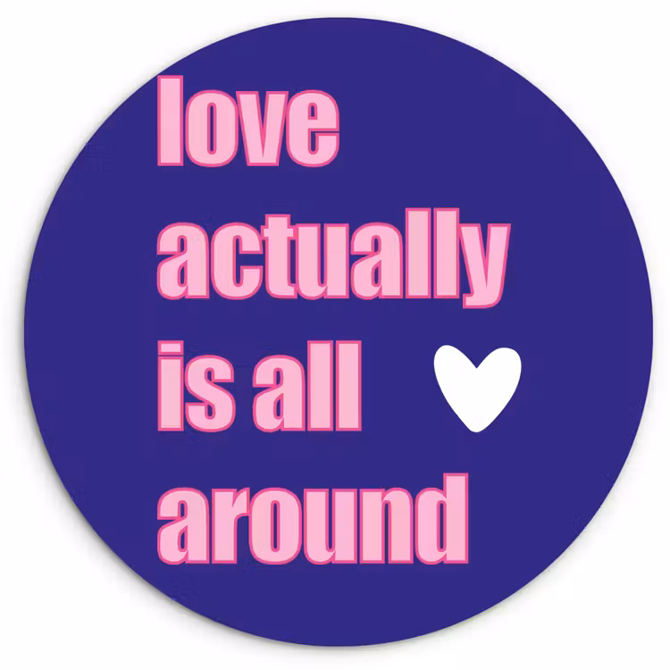 Wandcirkel - Glas - Tekst - Valentijn - Love - Blauw — 1