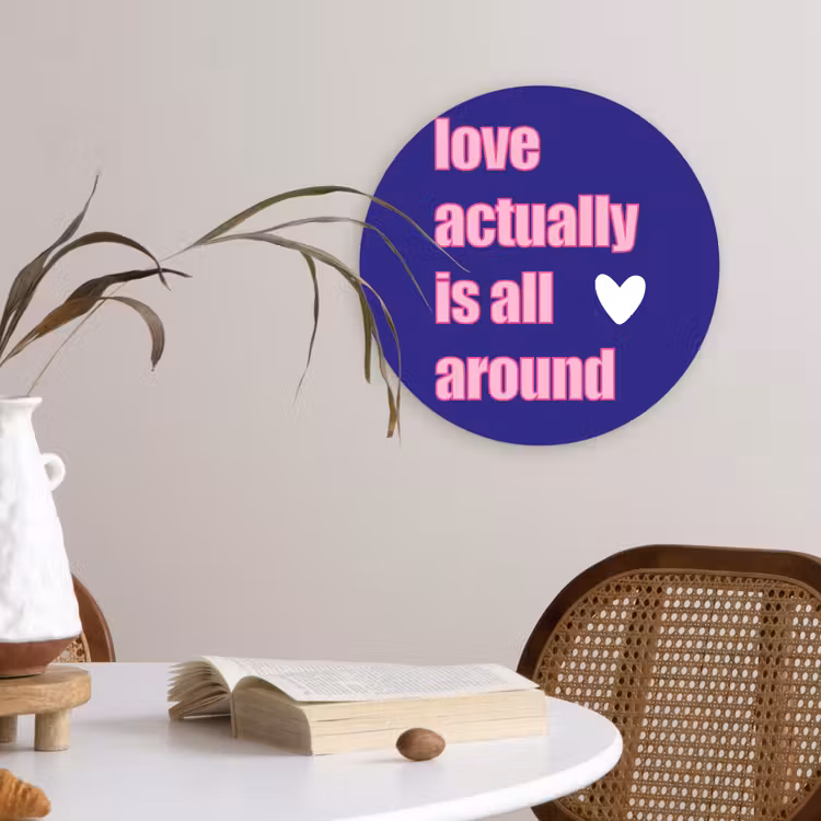 Wandcirkel - Glas - Tekst - Valentijn - Love - Blauw — 4