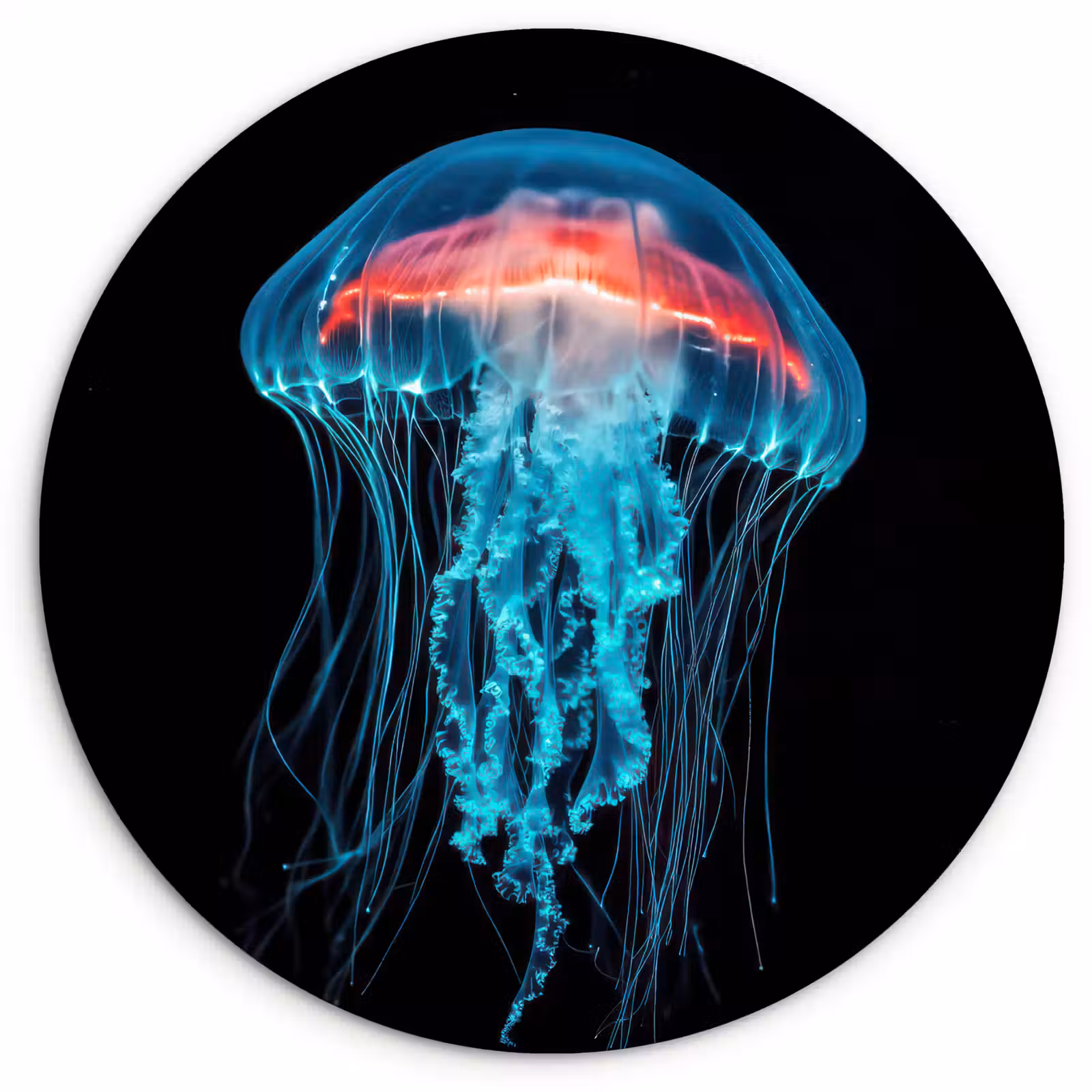 Wandcirkel - Glas - Kwal - Tentakels - Blauw - Licht — 1
