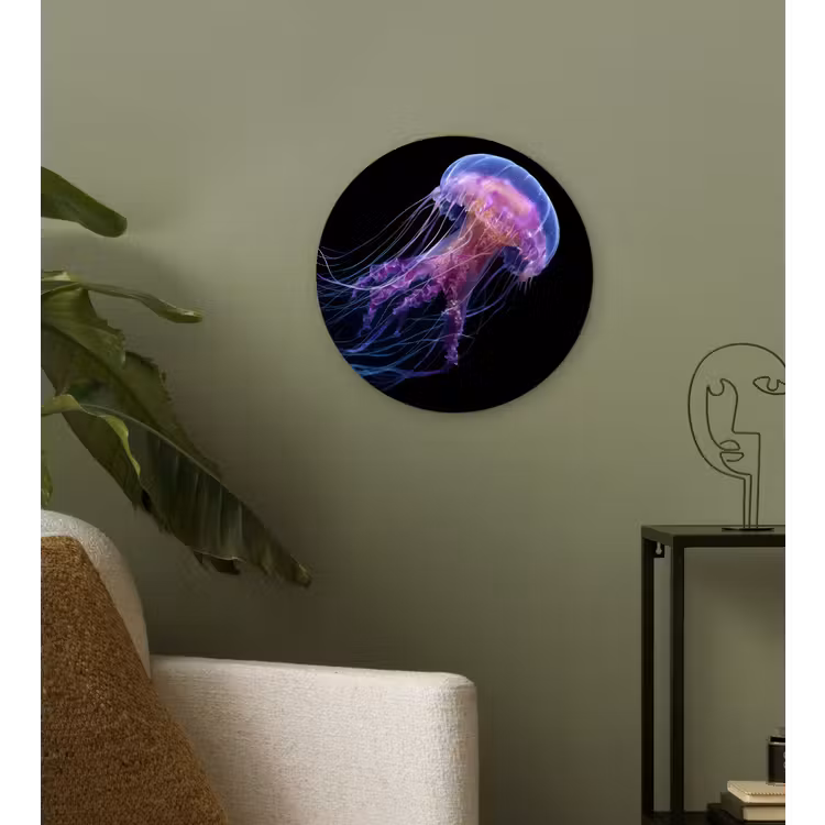 Wandcirkel - Glas - Kwal - Doorzichtig - Roze - Tentakels — 3