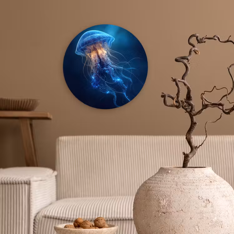 Wandcirkel - Glas - Kwal - Lichtgevend - Tentakels - Blauw — 2