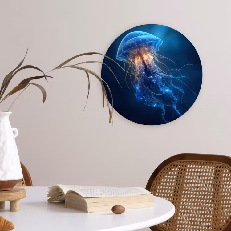 Wandcirkel - Glas - Kwal - Lichtgevend - Tentakels - Blauw — 4