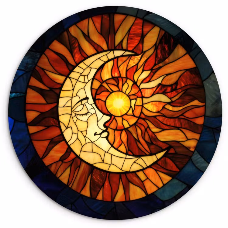 Wandcirkel - Glas - Mozaïek - Glas - Maan - Donkerblauw — 1
