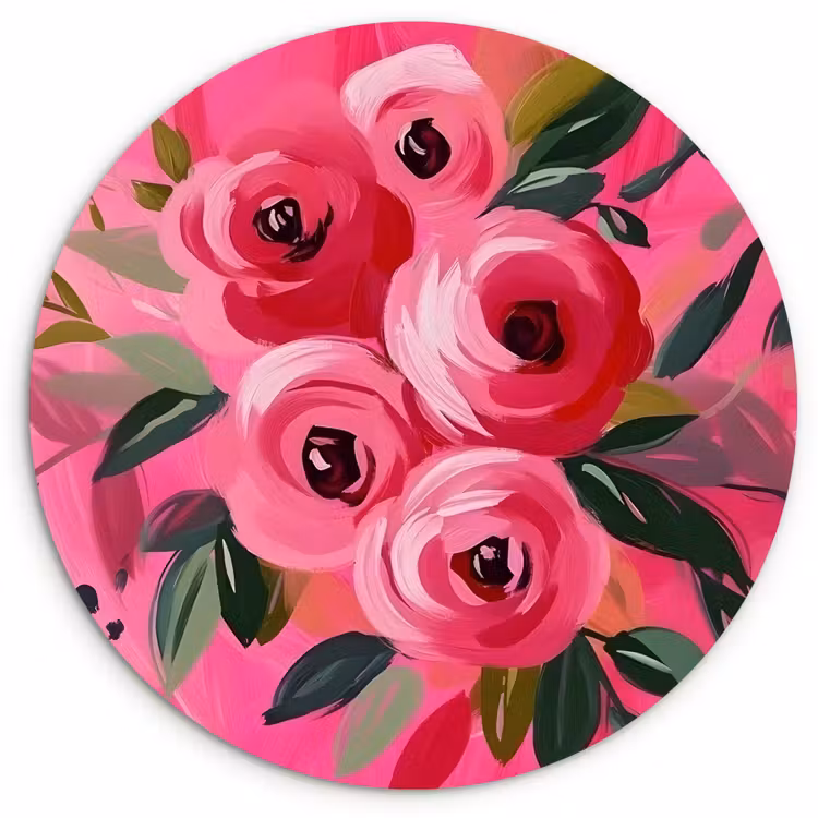 Wandcirkel - Glas - Bloemen - Verf - Roze — 1