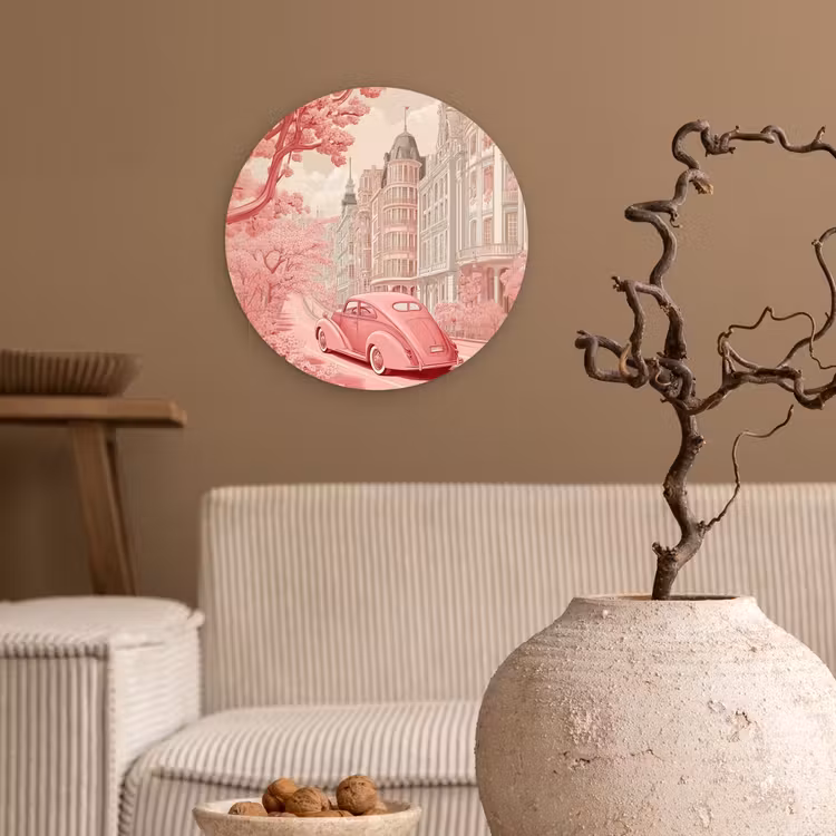 Wandcirkel - Glas - City - Car - Pink — 2