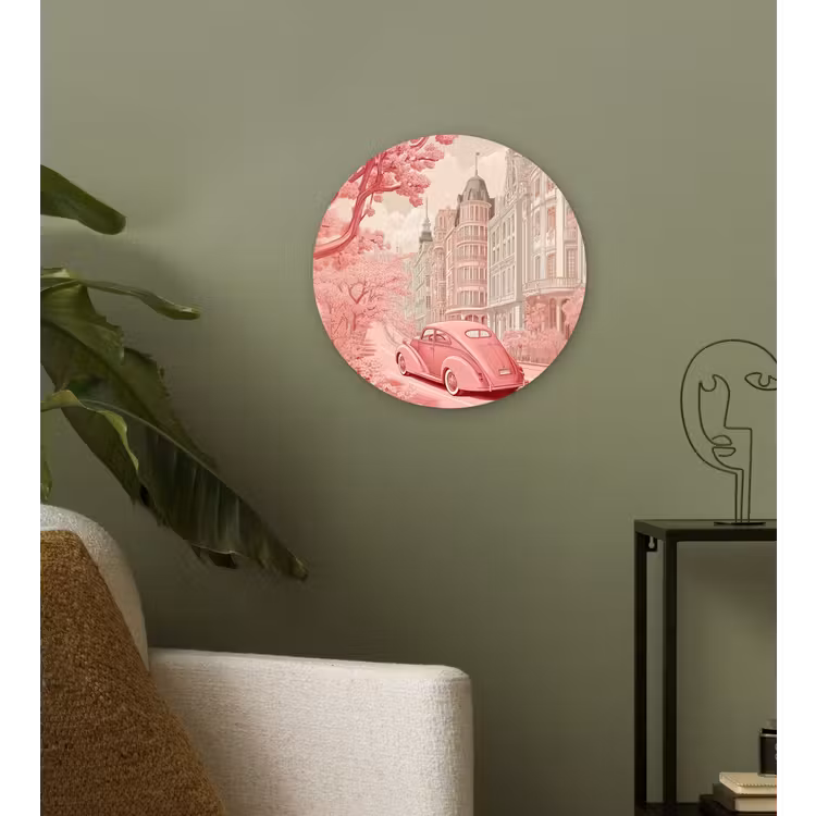 Wandcirkel - Glas - City - Car - Pink — 3