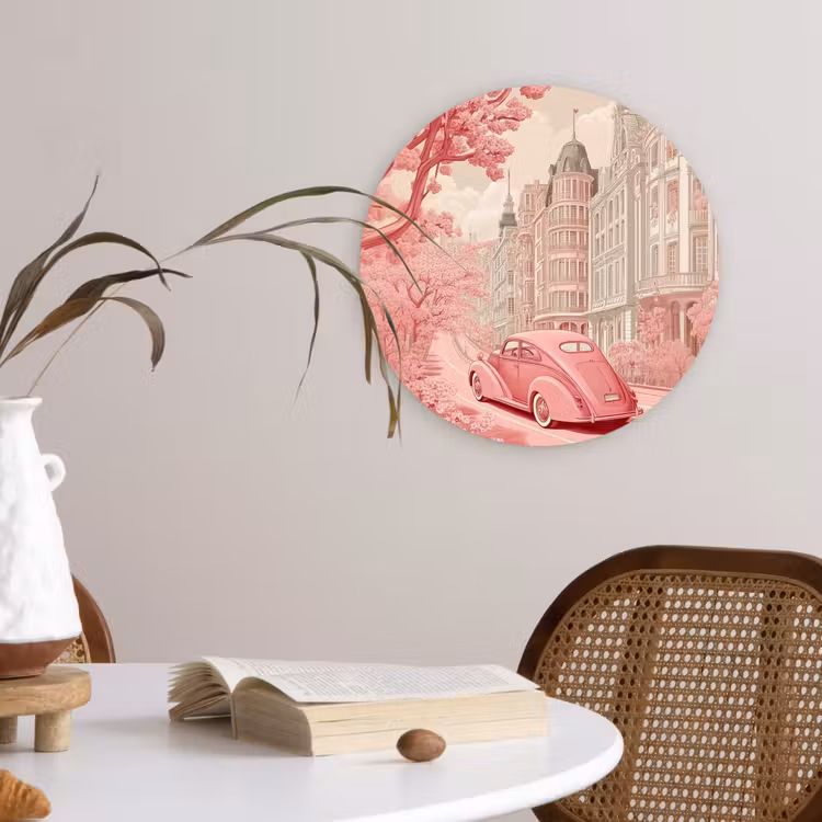 Wandcirkel - Glas - City - Car - Pink — 4