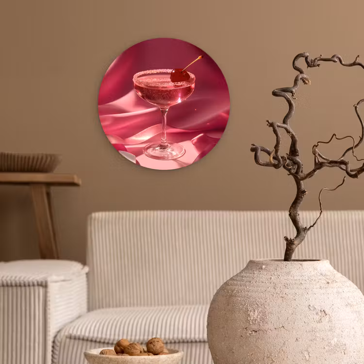 Wandcirkel - Glas - Cocktail - Pink - Luxe — 2