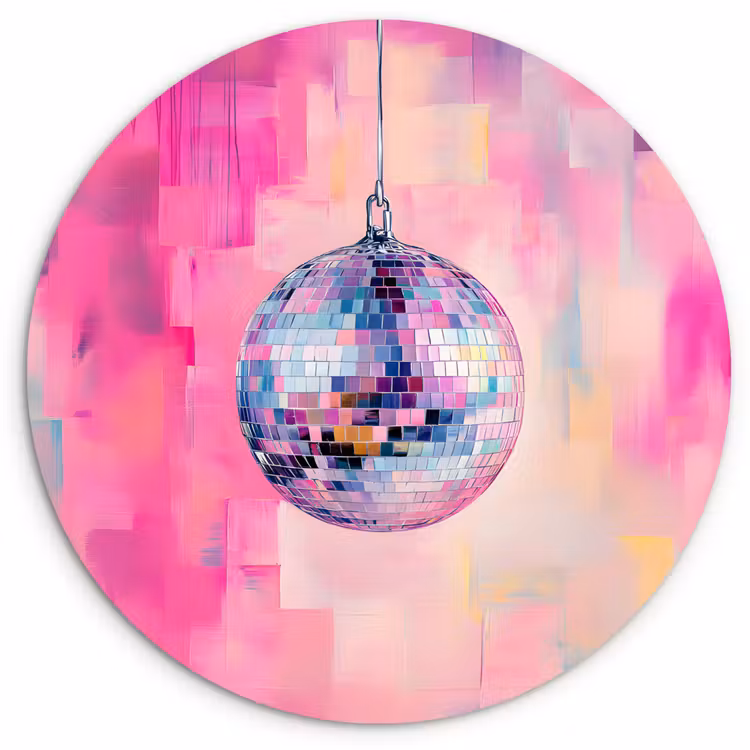 Wandcirkel - Glas - Discobal - Pink - Verf — 1