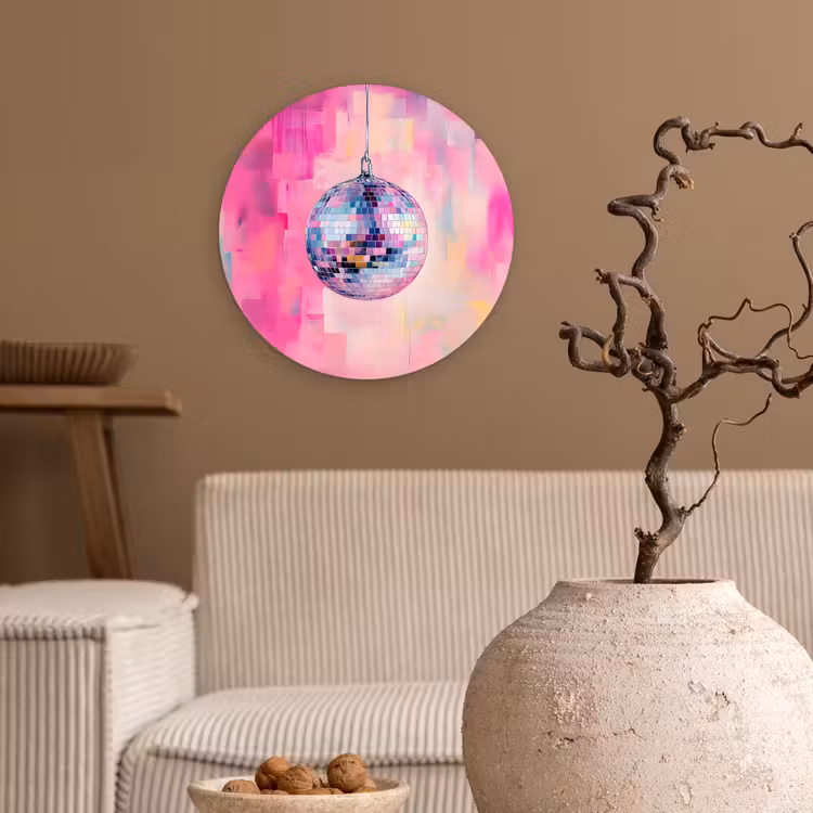 Wandcirkel - Glas - Discobal - Pink - Verf — 2