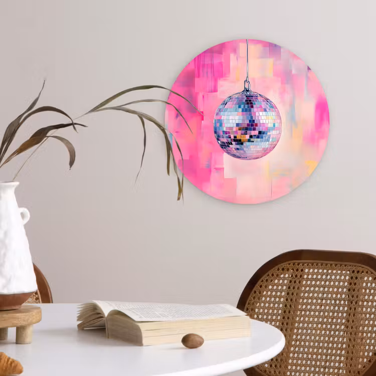 Wandcirkel - Glas - Discobal - Pink - Verf — 4