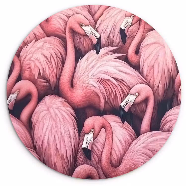 Wandcirkel - Glas - Flamingo - Roze - Dieren — 1