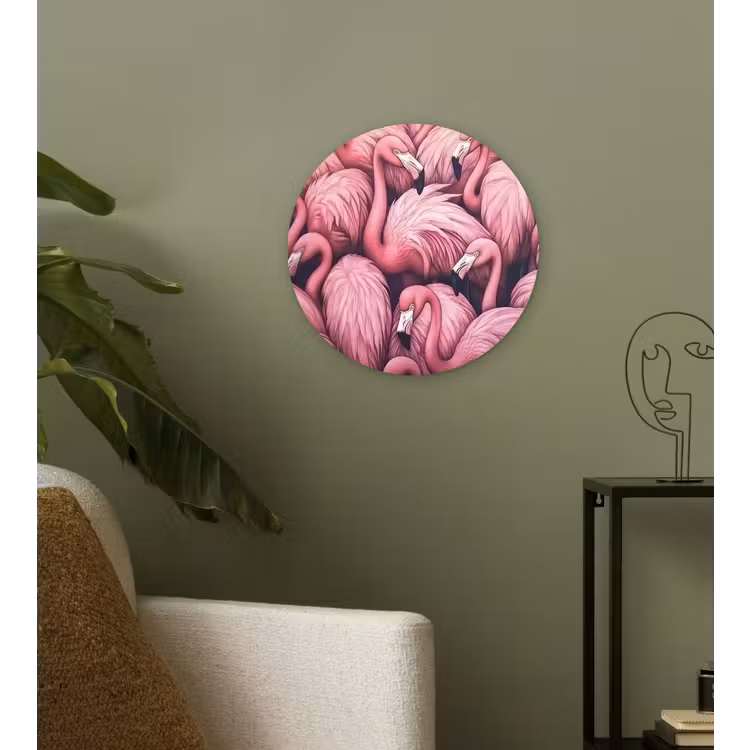 Wandcirkel - Glas - Flamingo - Roze - Dieren — 3