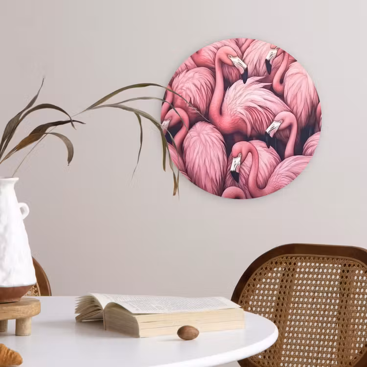 Wandcirkel - Glas - Flamingo - Roze - Dieren — 4
