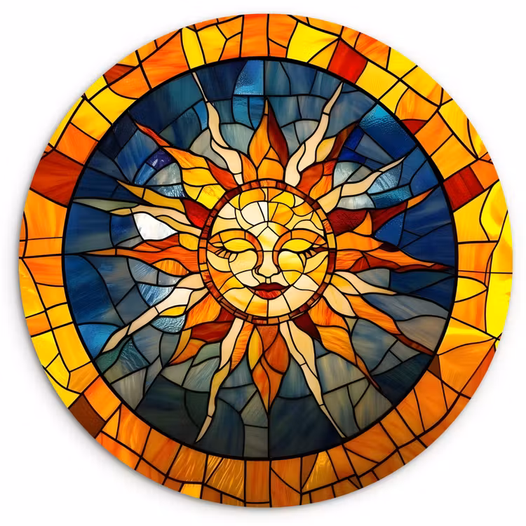 Wandcirkel - Glas - Mozaïek - Zon - Geel - Cirkel — 1