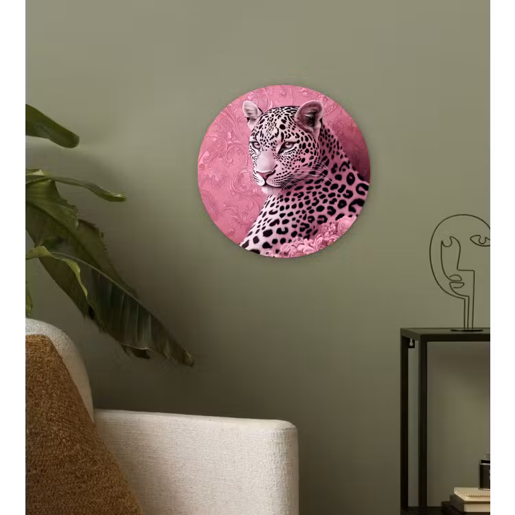 Wandcirkel - Glas - Panter - Luxe - Roze — 3