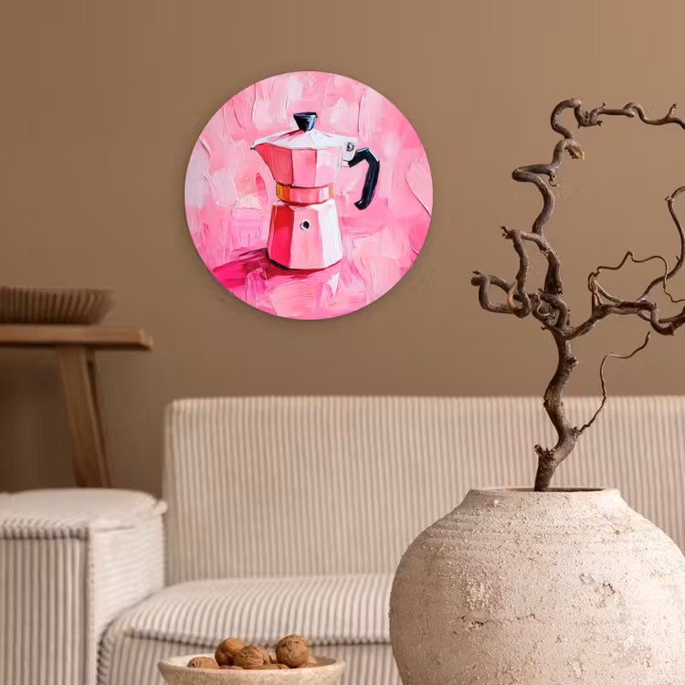 Wandcirkel - Glas - Roze - Verf - Coffee — 2