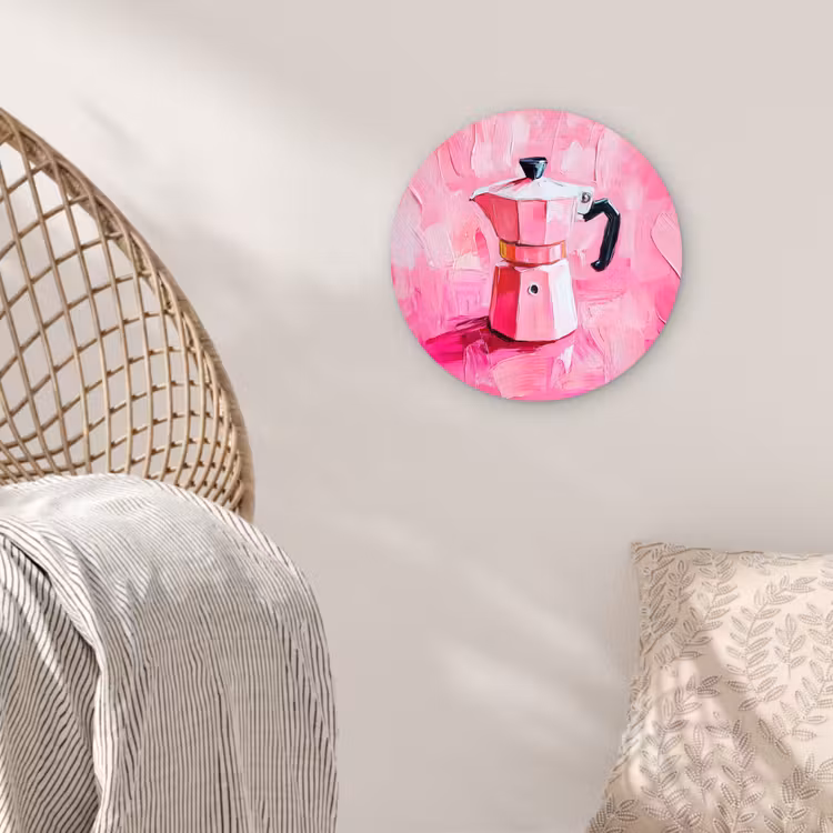 Wandcirkel - Glas - Roze - Verf - Coffee — 5