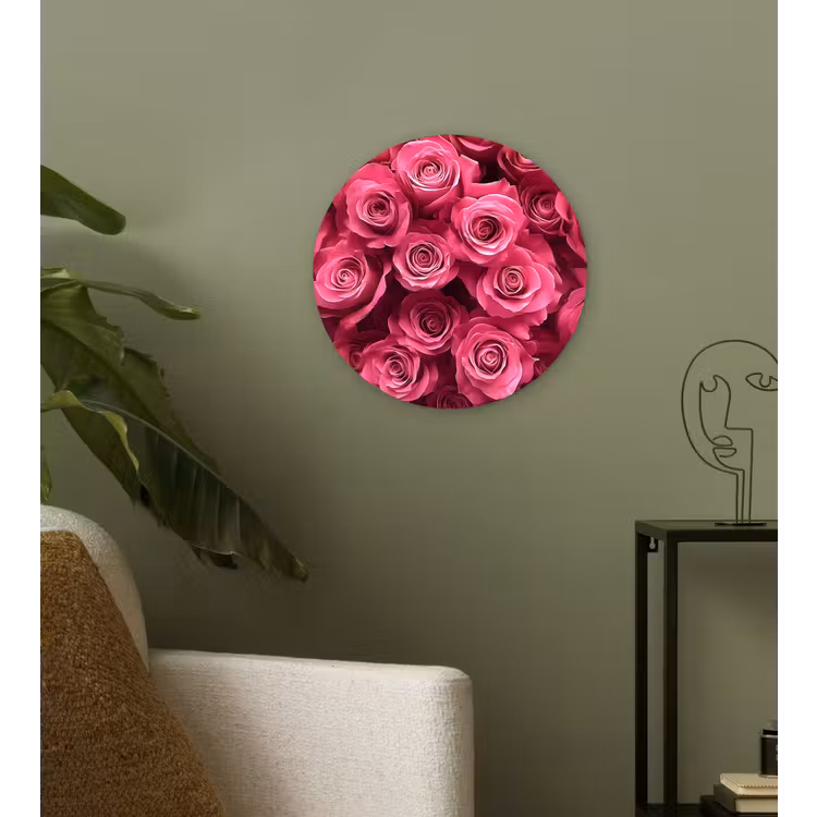 Wandcirkel - Glas - Rozen - Pink - Bloem — 3
