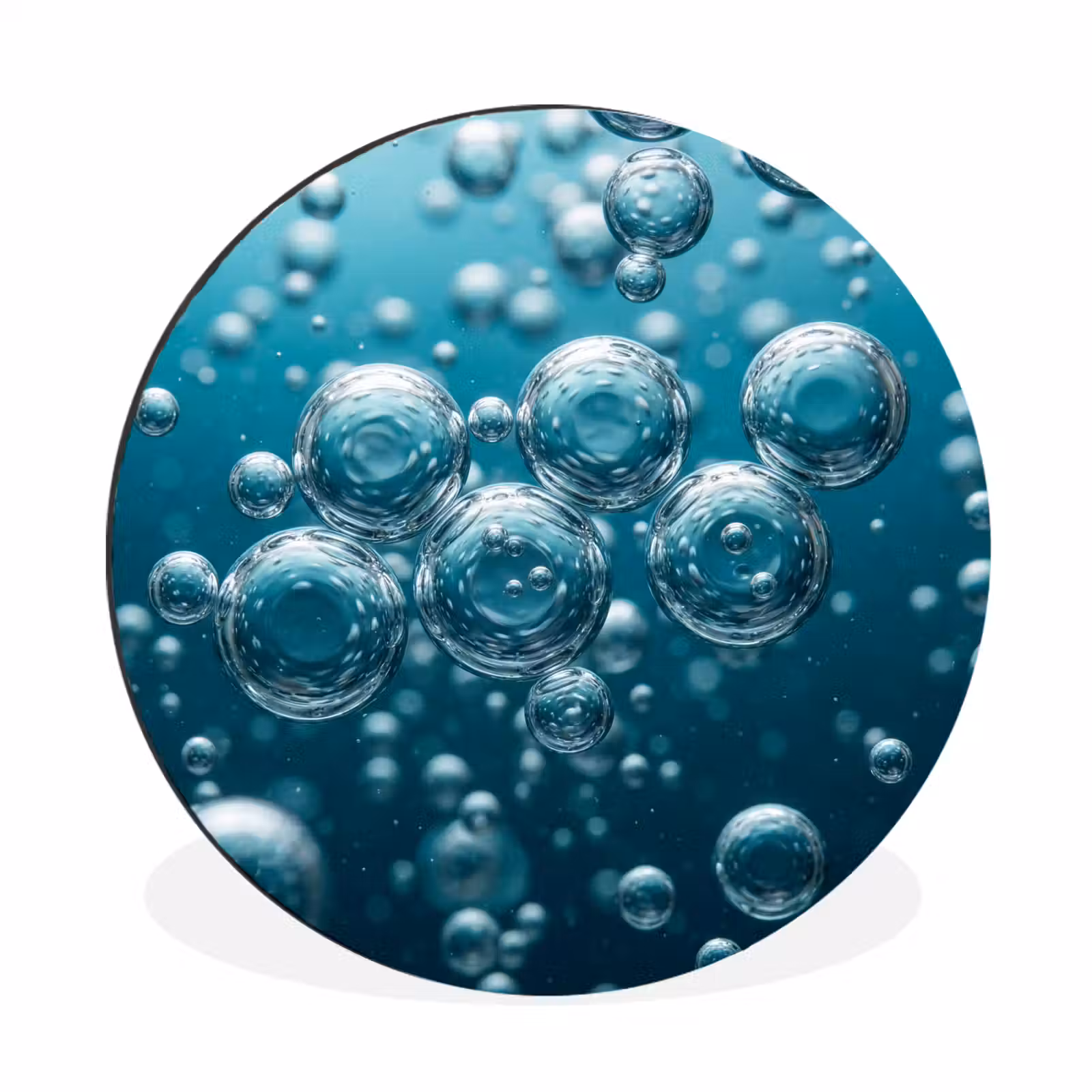 Wandcirkel - Aluminium - Luchtbellen - Dynamisch - Blauw — 1