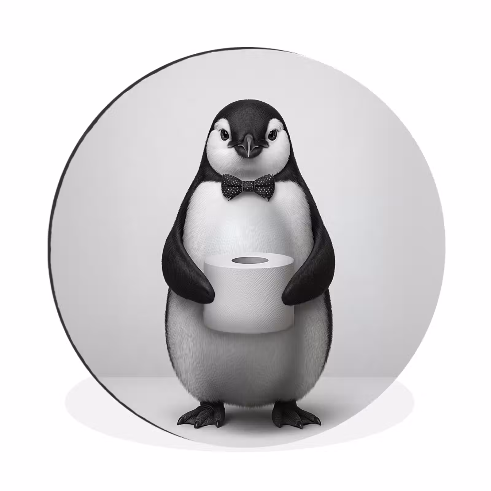 Wandcirkel - Aluminium - Pinguïn - WC rol - Wit — 1