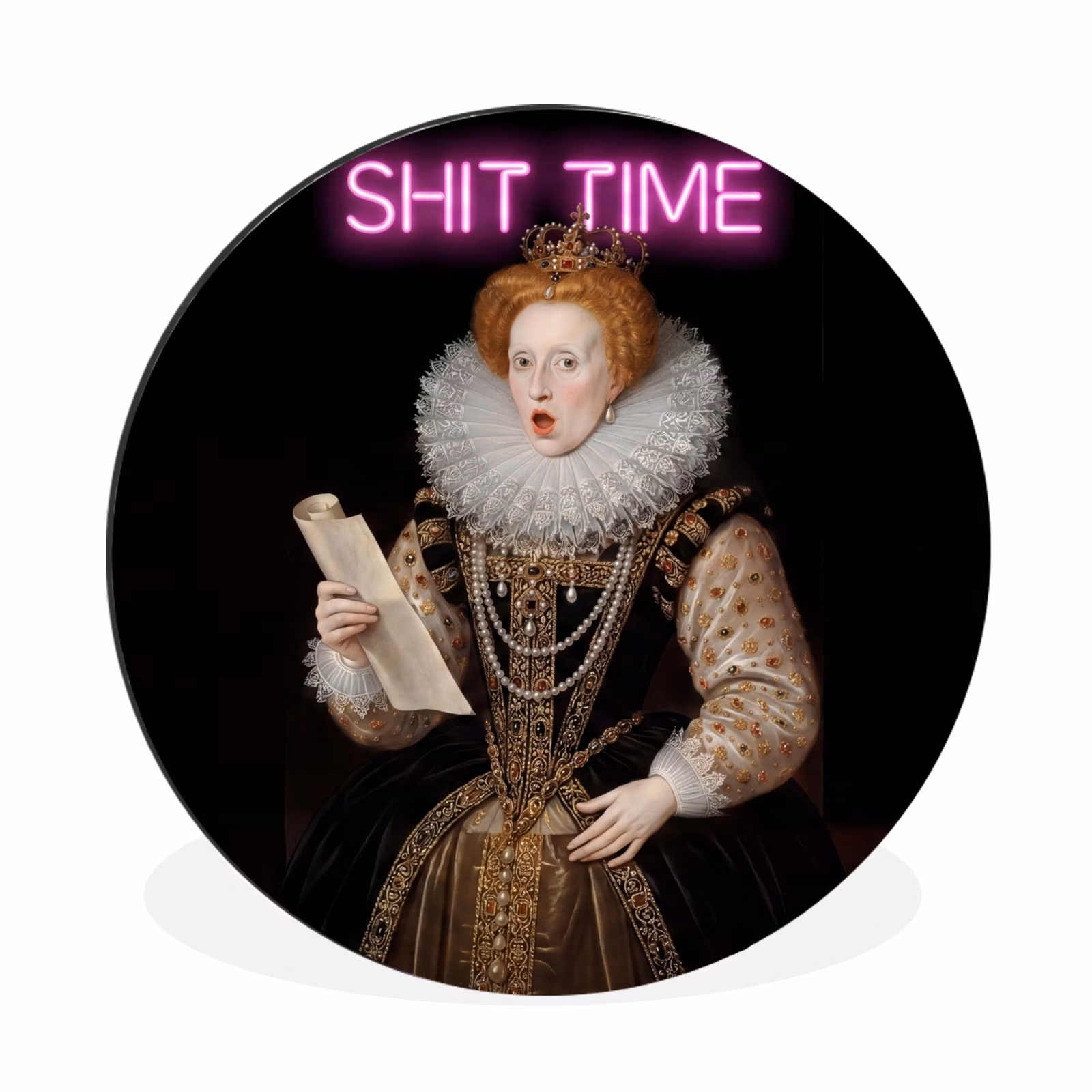 Wandcirkel - Aluminium - Portret - Humor - Neon — 1