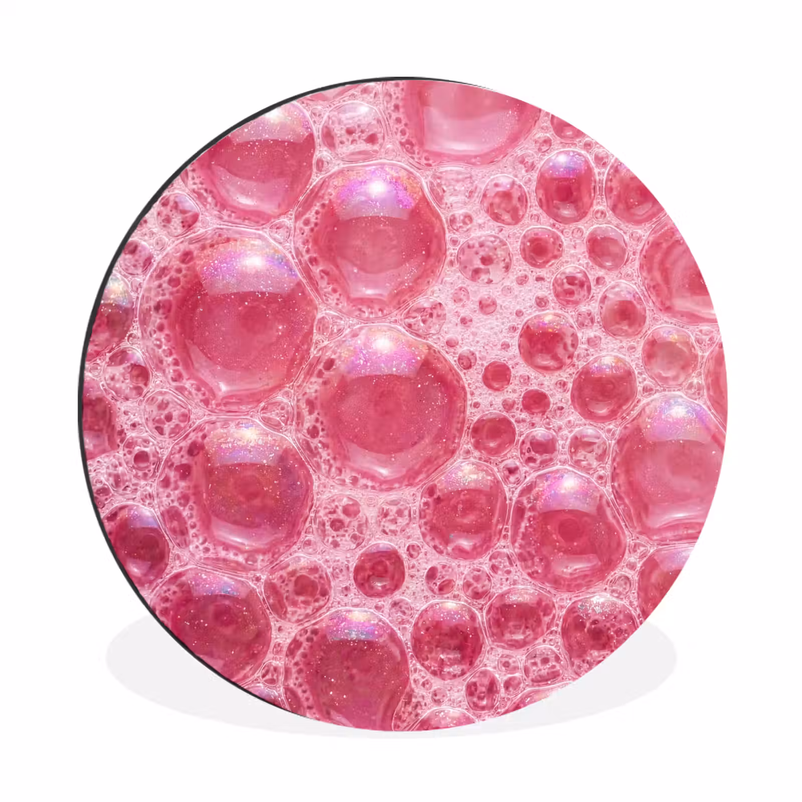 Wandcirkel - Aluminium - Roze - Schuim - Bubbels — 1