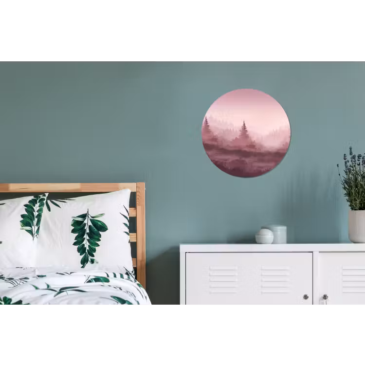 Wandcirkel - Aluminium - Landschap - Mistig - Roze — 4