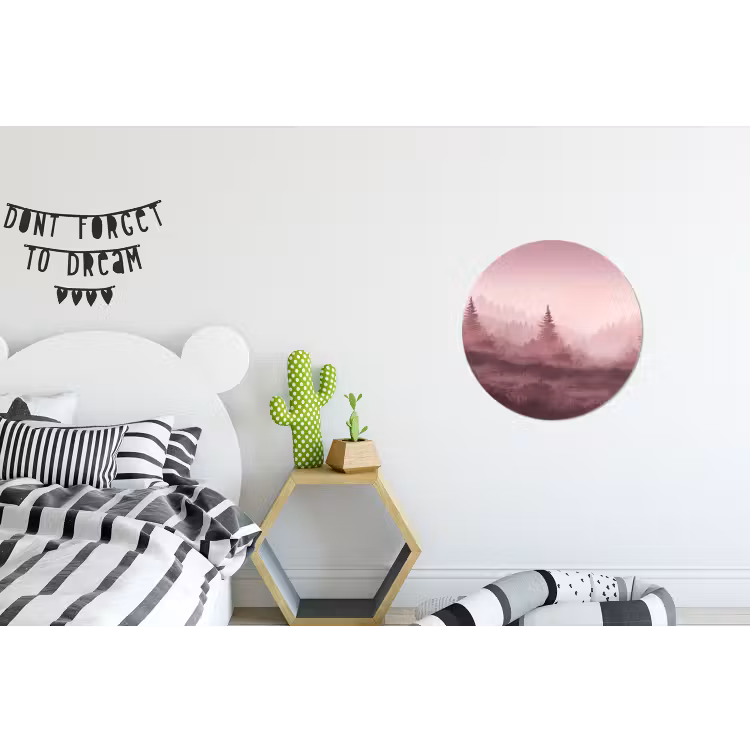 Wandcirkel - Aluminium - Landschap - Mistig - Roze — 5