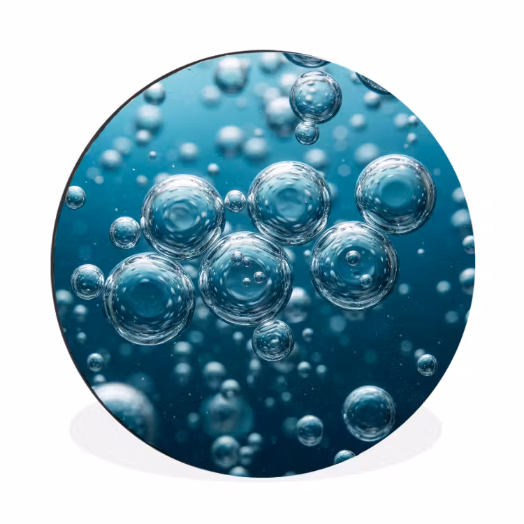 Wandcirkel - Aluminium - Luchtbellen - Dynamisch - Blauw — 1