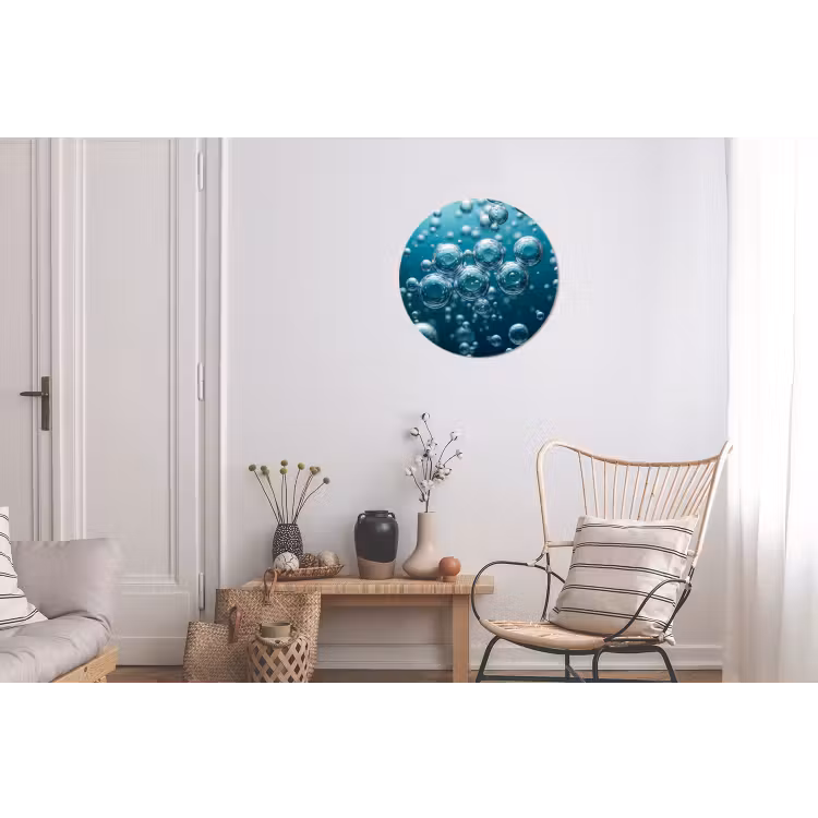 Wandcirkel - Aluminium - Luchtbellen - Dynamisch - Blauw — 2
