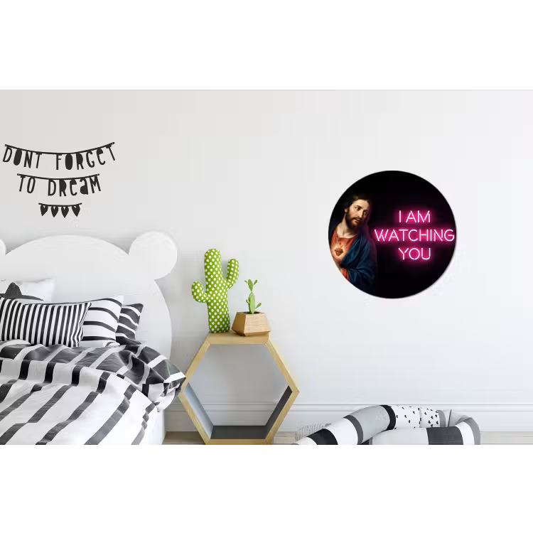 Wandcirkel - Aluminium - Man - Tekst - Neon — 5