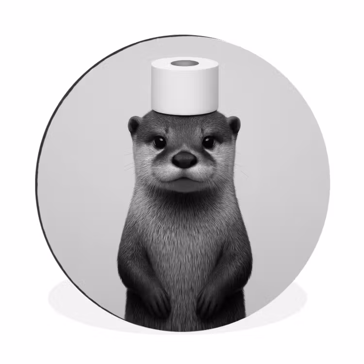 Wandcirkel - Aluminium - Otter - WC rol - Zwart - Wit — 1