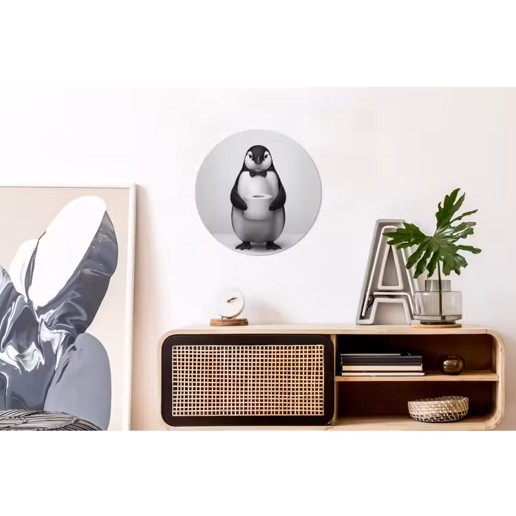 Wandcirkel - Aluminium - Pinguïn - WC rol - Wit — 3