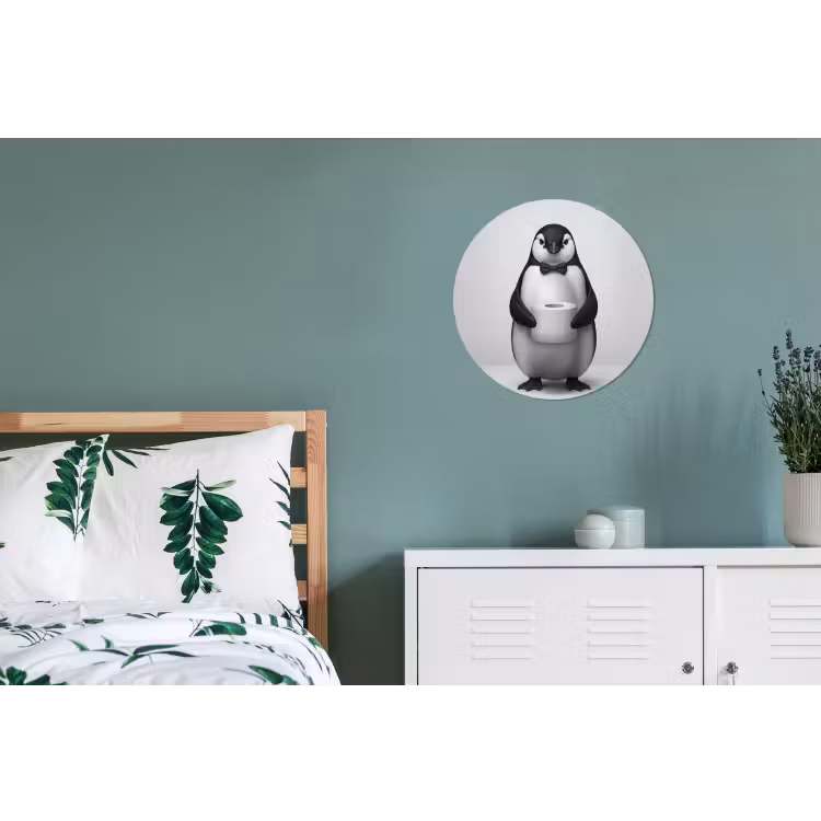 Wandcirkel - Aluminium - Pinguïn - WC rol - Wit — 4