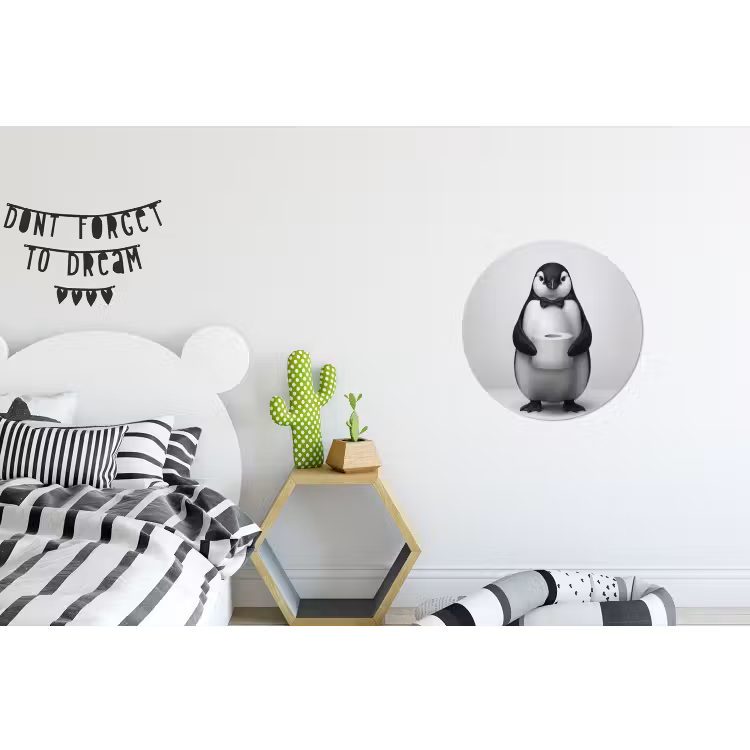 Wandcirkel - Aluminium - Pinguïn - WC rol - Wit — 5